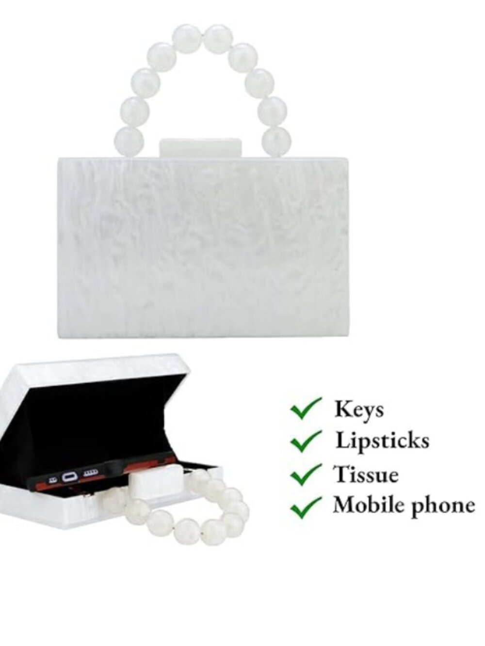 Like Comment Share Report Acrylic Purses Evening Clutch Bag Marbling Handbags fo - Picture 4 of 5